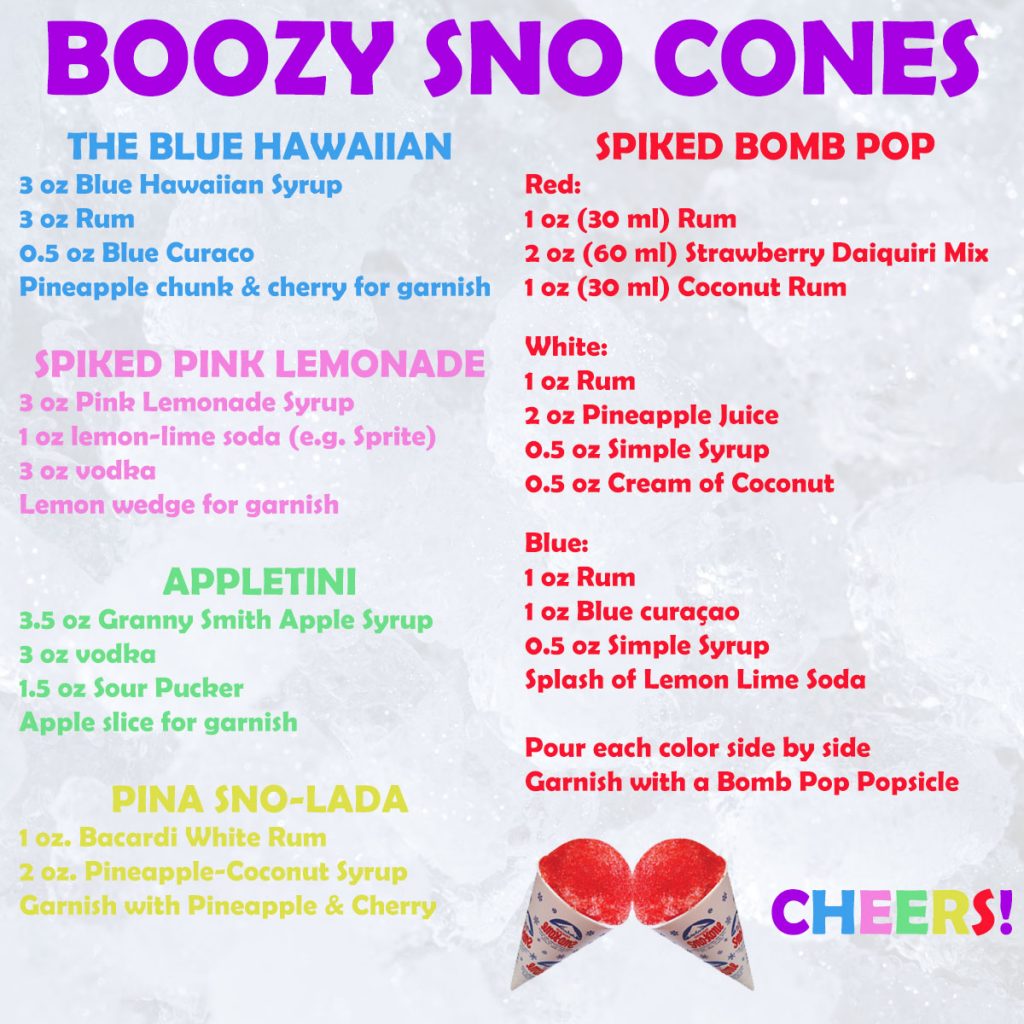 Alcoholic Boozy Adult Sno Cones