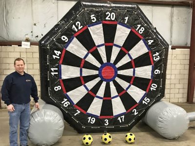 Giant Inflatable Soccer Kick Darts Bullseye Velcro Arrow Rental Cincinnati Ohio