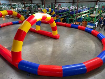 Inflatable Race Track for tricycles, toilet racers, big wheels rental cincinnati ohio