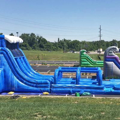 Riptide Slide 2.0 - Dual Lane Inflatable Water Slide + 2 Surf-N-Slides ...