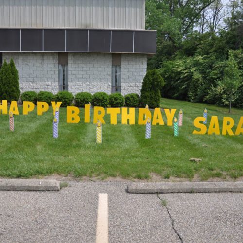 Yard Card Lawn Greeting Birthday Candles Cincinnati A1 Amusement Party Rentals Inflatables