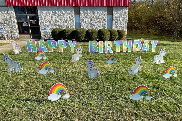 Rainbows & Unicorns Birthday Yard Cards & Signs Rentals Cincinnati Ohio