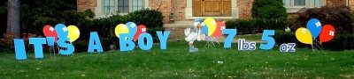 It's a boy stork birth announcement Yard Cards & Signs Rentals Cincinnati Ohio